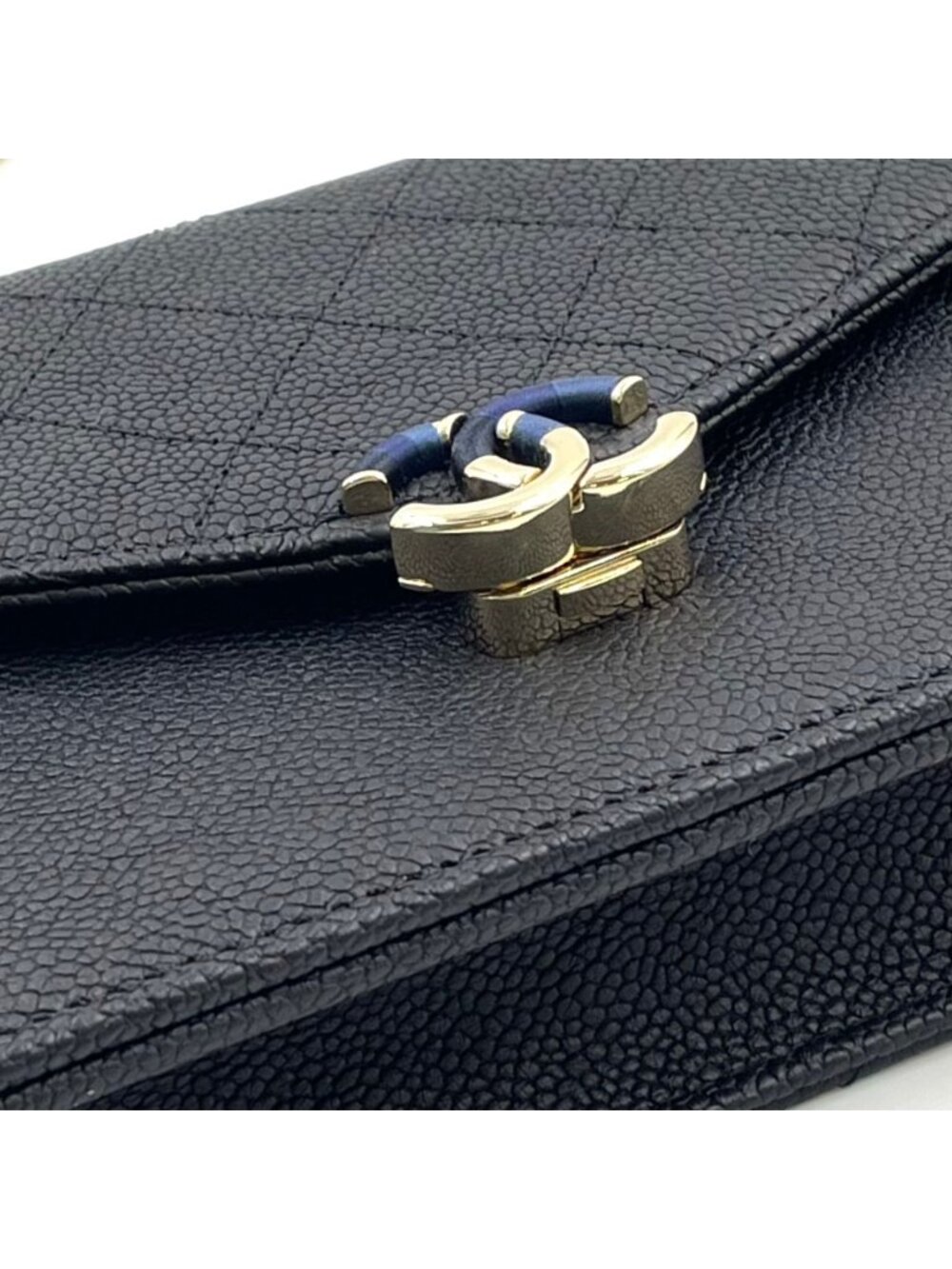 Chanel Half Coco Wallet Caviar Leather Black Chain Shoulder Bag Gold - Picture 8 of 15
